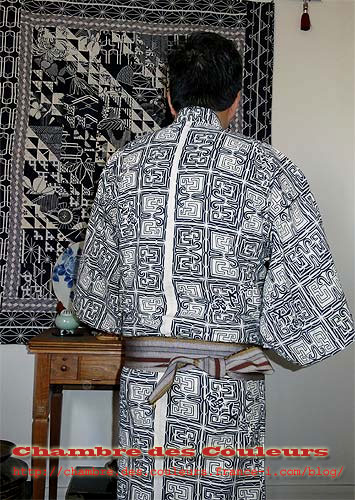 DSCOO153  Yukata - Quilt recyclant des tissus destinés aux kimonos d’été